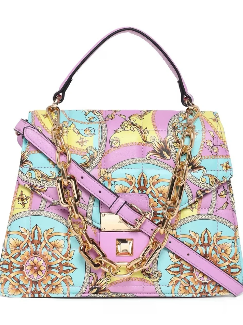 NWOT Pastel Floral Chain-Accent Top Handle Kamelia Bag by ALDO
